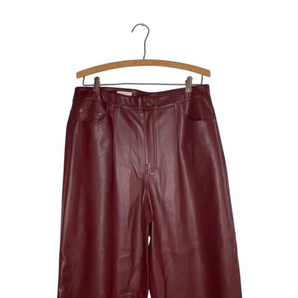 Anthropologie Pilcro The Breaker Cropped Faux Leather Burgundy Pants Size 32 - Picture 5 of 8